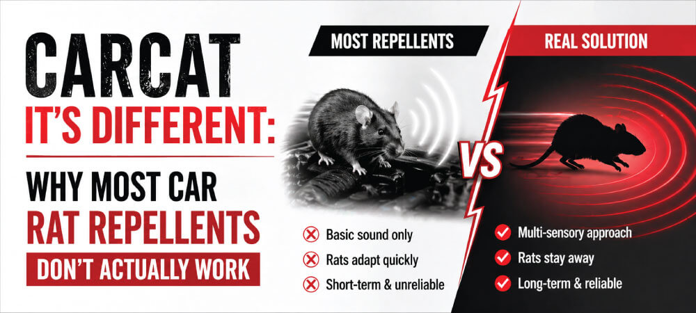 Stop rodent damage with CARCAT. Featuring advanced piezoelectric crystals and LED strobing technology, it offers superior, research-backed protection for your car engine.